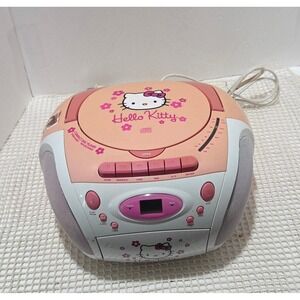 Y2K 2007 Hello Kitty Boom Box Radio AM/FM,Cassette, CD Player all Works but cd